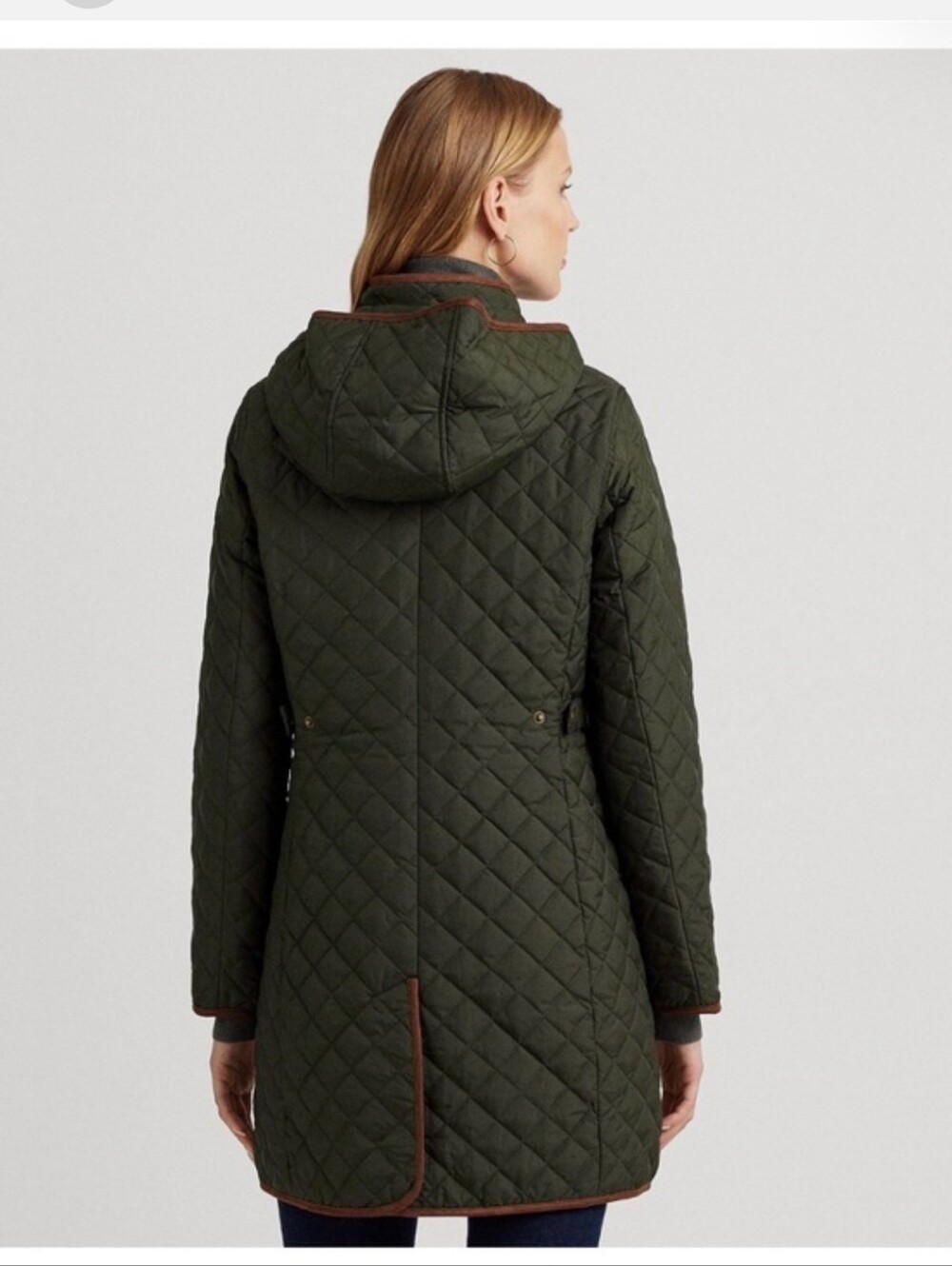 Lauren Ralph Lauren Olive Quilted Barn Coat Field Jacket Women XL - Picture 3 of 14